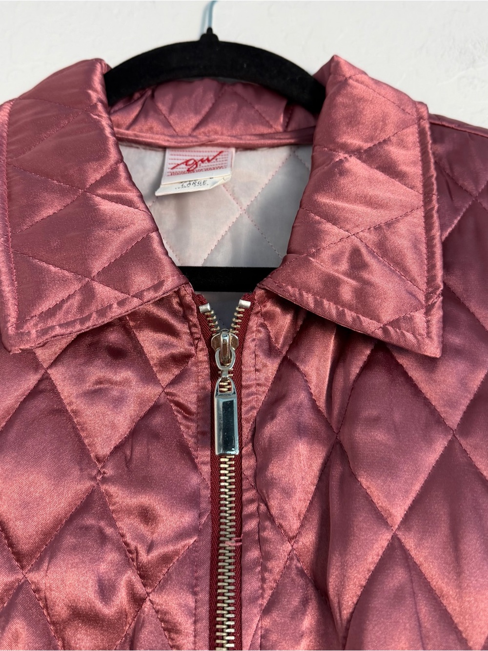 G.W. Division of Graft Women Large Glossy Jacket Quilted Mauve Dust Rose - Picture 8 of 13